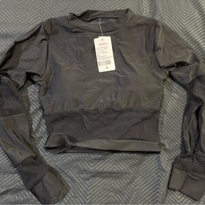NEW Black Long Sleeve Mesh Gym Top